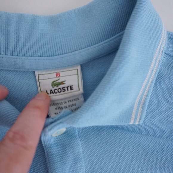 Vintage Lacoste Baby Blue Tennis Prep Golf Long Sleeve Cotton Polo Shirt 16 - Picture 9 of 12